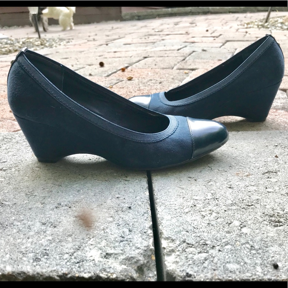Blue Dana Buchman pumps wedge suede